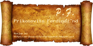 Prikosovits Ferdinánd névjegykártya